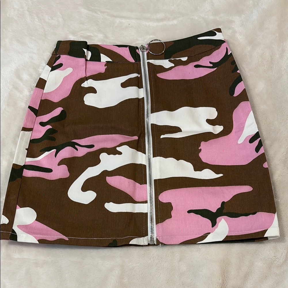 SHEIN Brown and Pink A-Line Mini Skirt for Casual Occasions